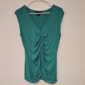 White House Black Market Green Ruched Tank Top
